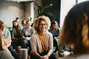 people smile in support groups