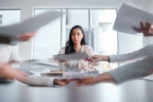Person managing their anxiety at their workplace