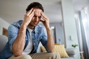 Person suffering from decision paralysis