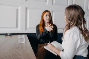 Person in individual therapy for anxiety