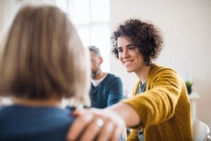 Two people talking about medications for anxiety